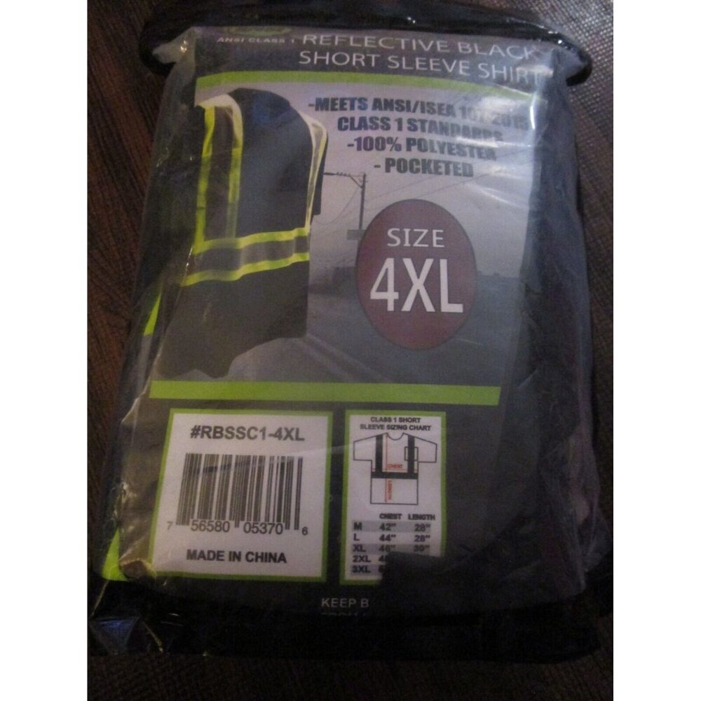 Forester Men's Class 1 Reflective Black Short Sleeve Safety T-Shirt 4XL